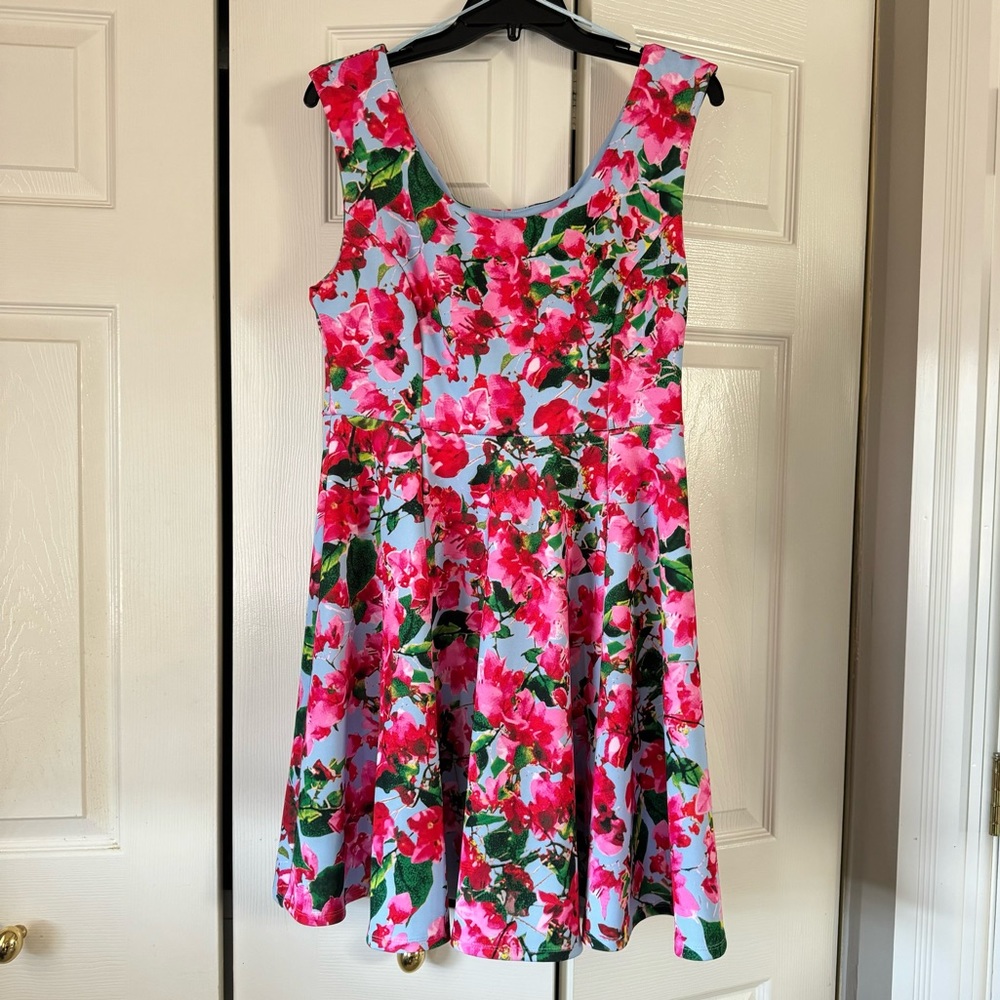 Milly women’s fit & flare dress in bright pink floral, size 14 NWT